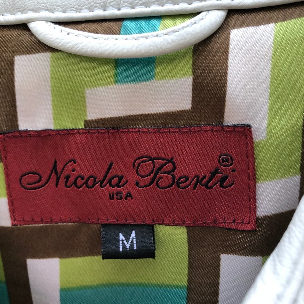 Nicola Berti Vintage White Leather Jacket Medium - Picture 4 of 7